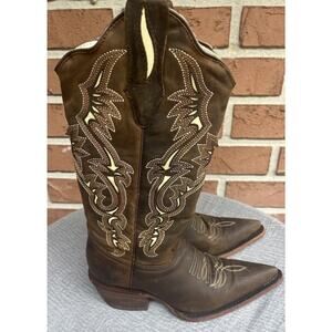 Women's JB Dillon Brown Leather Cowgirl Boots Size 5B